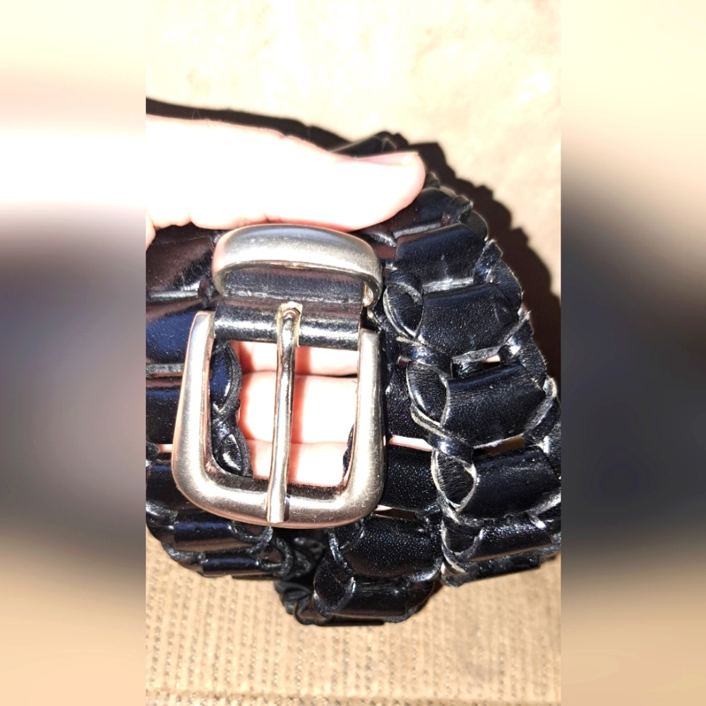 Ladies Or Mens Calabria Chain Link Black Belt Size Med Brass Buckle Teacher Work